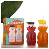 2 Pack Honey Bear Straw Cups with 4 Flexible Straws & Cleaning Tools(2 Straw Brushes &1 Bottle Brush), 8-Ounce Therapy Sippy Bottles for Speech and Feeding Training, Leak-Proof & Food-Grade & BPA Free