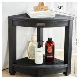 Shower Bench for Inside Shower, Poly Lumber Corner Shower Stool, Plastic Bathroom Bench Seat for Shaving Legs, Shower Chair Seat, Shower Foot Rest with Adjustable Feet, Non-Slip, Black - Retail: $86.9