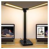 Adjustable Foldable Desk Lamp for Home Office - Double Swing Arm Bright LED Desk Light, Eye-Caring Architect Task Lamp, Touch Control Desktop Lamp Dimmable Table Desk Light for Work/Study/Craft