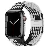 Qimela Compatible with Apple Watch Band 38mm 40mm 41mm 42mm 44mm 45mm 46mm 49mm for Women Men,Sport Solo Loop Strap Stretchy Nylon Braided Wristband for iWatch Series 10 9 8 7 6 SE 5 4 3 Ultra 2 1