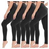 CAMPSNAIL 4 Pack Leggings for Women - High Waisted Tummy Control Yoga Pants with Pockets for Workout Gym Black Capri Leggings L/XL