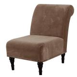 H.VERSAILTEX Velvet Accent Chair Covers High Stretch Armless Chair Covers for Living Room Luxury Thick Velvet Chair Slipcovers Modern Furniture Protector with Elastic Bottom, Machine Washable, Camel