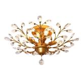 Garwarm 4-Light Vintage Crystal Chandeliers Ceiling Lights Crystal Pendant Lighting Ceiling Light Fixtures Chandeliers Lighting for Living Room Bedroom Restaurant Porch Chandelier(Golden) - Retail: $9