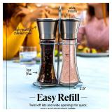 Willow & Everett Salt and Pepper Grinder Set - Stainless Steel Refillable Salt & Peppercorn Shakers