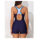 beautyin Swimming Suit Women Boyleg Athletic Bathing Suit Training Swimwear Blue XL