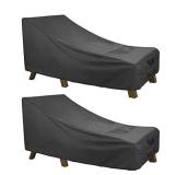 ULTCOVER Waterproof Patio Lounge Chair Cover Heavy Duty Outdoor Chaise Lounge Covers 2 Pack - 84L x 32W x 32H inch, Black