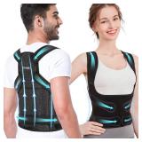 Fit Geno Back Brace Posture Corrector for Women and Men, Shoulder Straightener, Adjustable Full Back Support, Upper and Lower Back Pain Relief - Scoliosis, Hunchback, Hump, Thoracic, Spine Corrector M