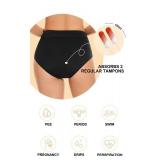 OVRUNS Period Swimwear Leakproof Bikini Brief Bottoms Waterproof Menstrual Swim Bottoms for Teens, Girls, Women Black Small