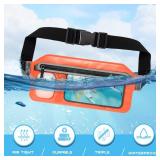 SJEhome Waterproof Phone Pouch,Waterproof Fanny Pack,IPX8 Waterproof Phone Case with Adjustable Waist Strap,Compatible with iPhone Galaxy Whole Series up to 7",Waist Bag for Beach,Boating,Swim,Orange