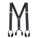 Buyless Fashion Button End Suspenders for Men - 48" Adjustable Straps 1 1/4" - Y Shape - 5113-Gray