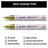 TFIVE Gold Permanent Paint Marker Pens - 2 Count Oil Based Marker Pen, Medium Tip, Waterproof & Quick Dry, for Office, Art projects, Rock Painting, Ceramic, Glass, Wood, Plastic, Metal, Canvas