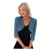 GRACE KARIN Cardigan for Women 3/4 Sleeve Bolero Shrug Open Front Scalloped Knit Cropped Sweaters