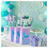 iefoah 12 Pack Mermaid Party Bags Mermaid Party Supplies Favors Mermaid Gift Bags Goodie Bag Glitter Treat Paper Bags for Kids Girls Mermaid Themed Birthday Party