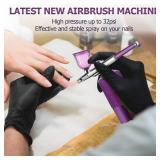 Portable Airbrush Kit Machine, 32PSI High Pressure Rechargeable Handheld Airbrush, Professional Cordless Airbrush for Nail Art, Makeup, Barber, Painting, Cake Decor (Purple)