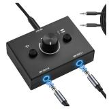 3.5mm Stereo Audio Switch Audio Switcher Passive Speaker Headphone Manual Selector Splitter Box Audio Sharing