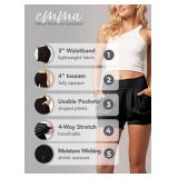 Conceited Ultra Soft High Waisted Harem Shorts for Women with Pockets - Flowy 4" Inseam - Midnight Black - Small - Medium - NS01-SBK-SM