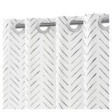 jinchan Extra Long No Hook Shower Curtain Black and White Herringbone Fabric Shower Curtain Zig Zag Inky Chevron Shower Curtain for Bathroom, Modern Waterproof Shower Curtain 70x84 inches