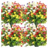 WILLBOND 36 Bundles Artificial Flowers Outdoor, UV Resistant Faux Artificial Plants Shrubs Flower Bulk for Hanging Planter Porch Window Home Wedding Spring Summer Decor (Fresh Colors)