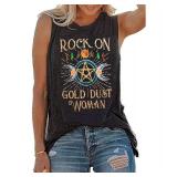 Vintage Rock Music Tank Top Women Retro Graphic Concert Tees Tops Funny Letter Print Sleeveless Band Shirt (XXL, Gray)