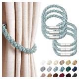 NICEEC 6 Pack Strong Magnetic Curtain Tiebacks Modern Simple Style Drape Tie Backs Convenient Decorative Weave Rope Curtain Holdbacks for Thin or Thick Home & Office Window Draperies (Blue-grey)