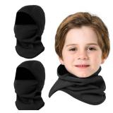 Aegend Kids Balaclava Face Mask Windproof Ski Face Neck Warmer for Cold Weather Winter Outdoor Sports Skiing Running Cycling 2 Piece Black&Black