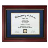 CORE ART 11x14 Diploma Frame Display Certificates 8.5 x 11 with Navy Mat or Documents 11 x 14 without Mat, College Degree Wooden Frame with Tempered Glass for Wall and Tabletop Display(Cherry Red)