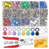 GTAAOY 800PCS Metal Snaps Buttons with Fastener Pliers Press Tool Kit Perfect for DIY Crafts Clothes Hats and Sewing, Snap Button Fasteners Kit for Clothing Sewing(200 Sets,10 Colors,9.5mm)