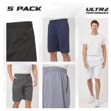 Ultra Performance Mens 5 Pack Athletic Running Shorts, Basketball Gym Workout Shorts for Men with Zippered Pockets XL