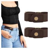 LEACOOLKEY No Buckle Stretch Belt for Women/Men2 Pack Elastic Invisible Belt for Jeans