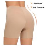 Womens Slip Shorts for Under Dress Seamless Shapewear Boyshorts Tummy Control Panties Shaping Shorts(#3 Beige(no Control),Large)