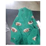 Meyhad Womens Football Sequins Patched Hoodies Casual Half Zip Pullover Sweatshirts with Pocket(0655-Green-S)