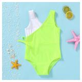 YOUNGER TREE Toddler Girl One Piece Swimsuit Color Block Stripe Swimwear Summer Beach Bathing Suit 12M-5T(Bright Green,18-24 Months)