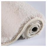 Yancorp Shaggy Bathroom Rugs 24x59 Plush Thick Bathroom Rug Extra Soft Bath Mat for Non Slip Machine Washable Bathroom Carpet Microfiber Absorbent Bath Rug for Bath Room, Shower, Bathtub,Cream