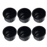 NovelBee 6pcs Black Plastic Cup Holder,Recessed Cup Drink Holder with Drain for Boat Marine Truck Car Camper RV