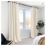 100% Blackout Curtains 90 Inches Long,Linen Blackout Curtains 90 Inch Length 2 Panels Set,Thermal Insulated Full Light Blackout Curtains for Bedroom/Living Room,50" W x 90" L 2 Panels,Cream