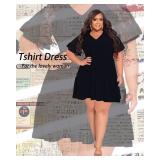 YeGine Plus Size Summer Casual Dresses for Women Mini Dresses Ruffle Sleeve Swing Dress Black 4XL