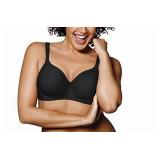 Playtex Secrets Balconette Bra, Full-Coverage Wireless T-Shirt Bra, Balconette Wirefree Full-Figure T-Shirt Bra, Black, 44DDD