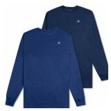 Champion Big and Tall Long Sleeve Dry Fit Shirts 2 Pack Moisture Wicking Shirt Royal/Navy 4XL