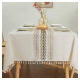 Laolitou Rustic Tablecloth Cotton Linen Waterproof Tablecloths Burlap Table Cloths for Kitchen Dining Cloth Table Cloth for Rectangle Tables Wine Leaf Rectangle,55