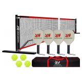 Hoverphenix Pickleball Set with Net for Driveway, Portable Regulation Size Pickleball Net System with Paddle Set of 4, Outdoor Pickleballs, Carry Bag, Weather Resistant Metal Frame