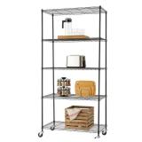 TRINITY BASICS 5-Tier |36x18x72| Wire Shelving | NSF | w/ Wheels | - Black - Retail: $179.99