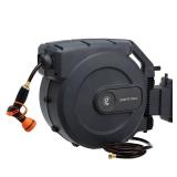 Giraffe Tools AW505/8 Retractable Garden Hose Reel 5/8" x 115+5 ft, Heavy Duty Wall Mounted Water Hose Reel Automatic Rewind, 180 Deg Swivel Bracket, Slow Retraction, 115ft, Dark Grey - Retail: $235.7