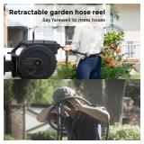 Giraffe Tools AW505/8 Retractable Garden Hose Reel 5/8" x 115+5 ft, Heavy Duty Wall Mounted Water Hose Reel Automatic Rewind, 180 Deg Swivel Bracket, Slow Retraction, 115ft, Dark Grey - Retail: $235.7