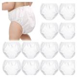 Funtery 12 Packs Waterproof Plastic Pants for Toddlers Reusable Diaper Covers Unisex Baby Potty Training Underwear Covers(4T) White