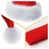 BSVI Christmas Hat, Santa Hat Holiday for Adults Unisex Velvet Comfort Extra Thicken Fur Xmas Hat for New Year Festive Party