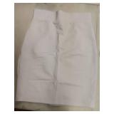 EXCHIC Womenâs Pencil Skirt Bodycon Business Skirt Side Slit Hem (L, White)