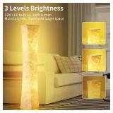 chiphy Floor Lamp, Dimmable 64" Tall Standing Lamp, 3 Levels Adjustable Brightness 12Wx2 LED Bulbs, Column Floor Light w/White Fabric Shade, Home Decor for Living Room, Bedroom, Kids Room - Retail: $7