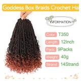 Fulcrum Goddess Box Braids Crochet Hair 12 Inch, 9 Packs Box Braids Crochet Hair for Women, Crochet Braids with Curly Ends (12Inch, T350#)