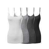 Made by Emma Basic Solid Long Length Adjustable Spaghetti Strap Tank Top BLACK/WHITE/HGREY/CHARCOAL 2XL