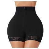 FeelinGirl Butt Lifter Shorts Tummy Control Shapewear for Women Panty Girdle with Zipper Black S